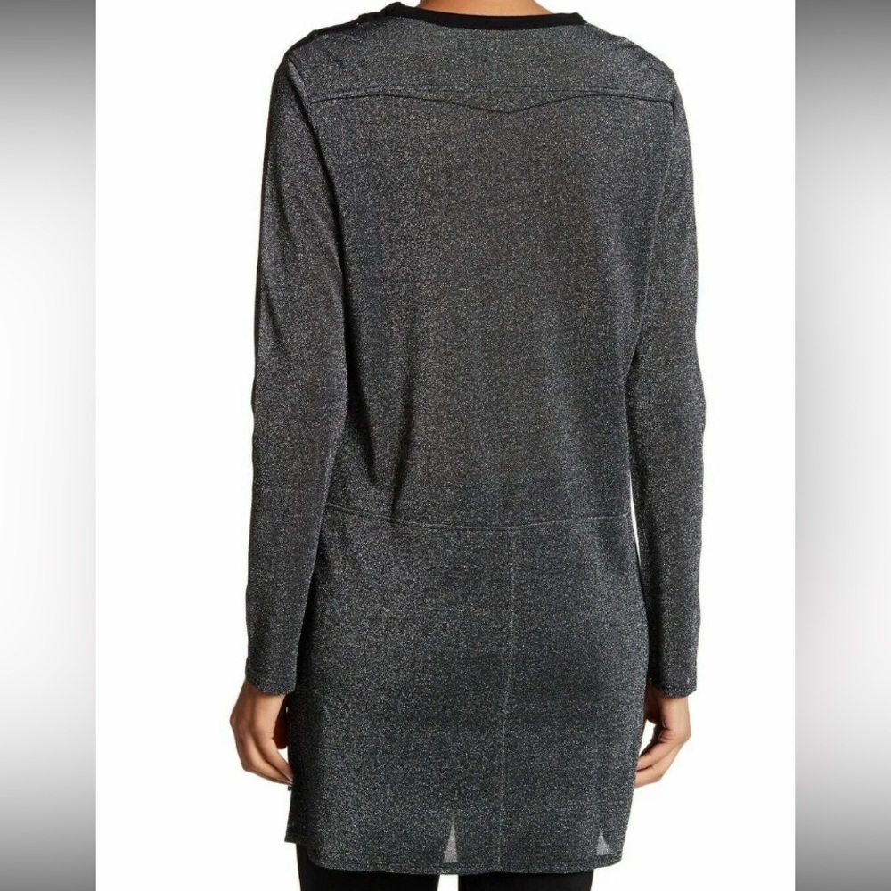 Zadig & Voltaire Metallic Dress Small Crew Neck Long Sleeves Silver Black - Picture 16 of 16